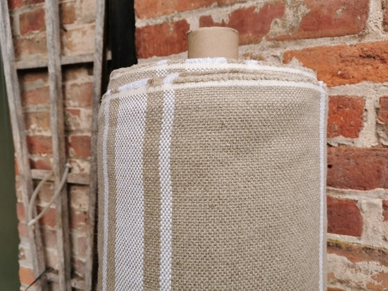'Montblanc' Rustic White Stripe Linen - Wide Width