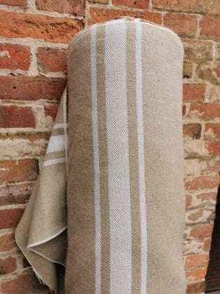 'Montblanc' Rustic White Stripe Linen - Wide Width