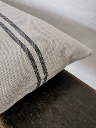 ‘Recover' Recycled French Stripe Grainsack Oblong Cushion