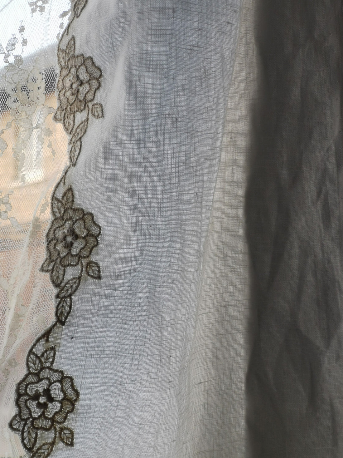 White embroidered lace shop fabric