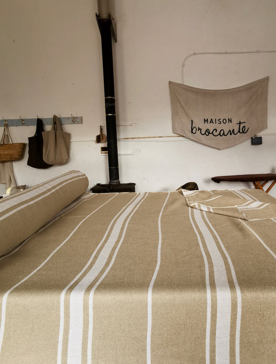 'Montblanc' Rustic White Stripe Linen Cushion