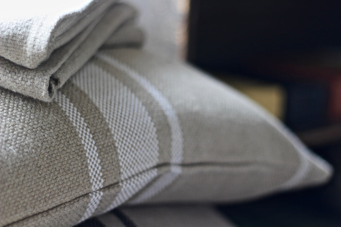 'Montblanc' Rustic White Stripe Linen Cushion