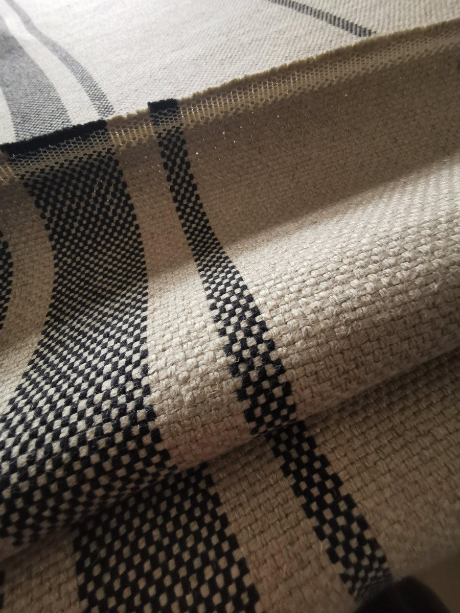 'Montblanc' Rustic Black Stripe Linen Cushion