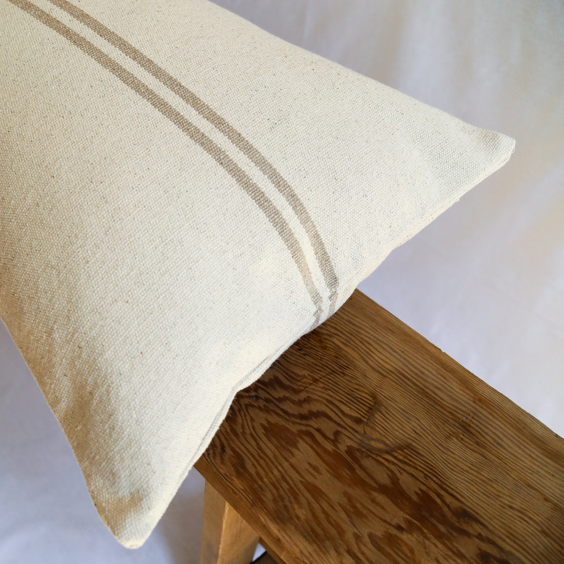 Rustic Natural Stripe Grainsack Bench Cushion