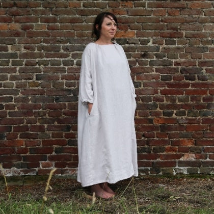 Handmade Linen 'Colette' Dress - Cloud