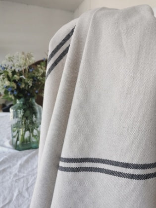 'Recover' Recycled French Stripe Grainsack Oblong Cushion