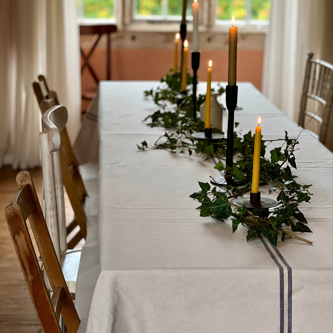 Provençal Recycled French Stripe Grainsack Tablecloth