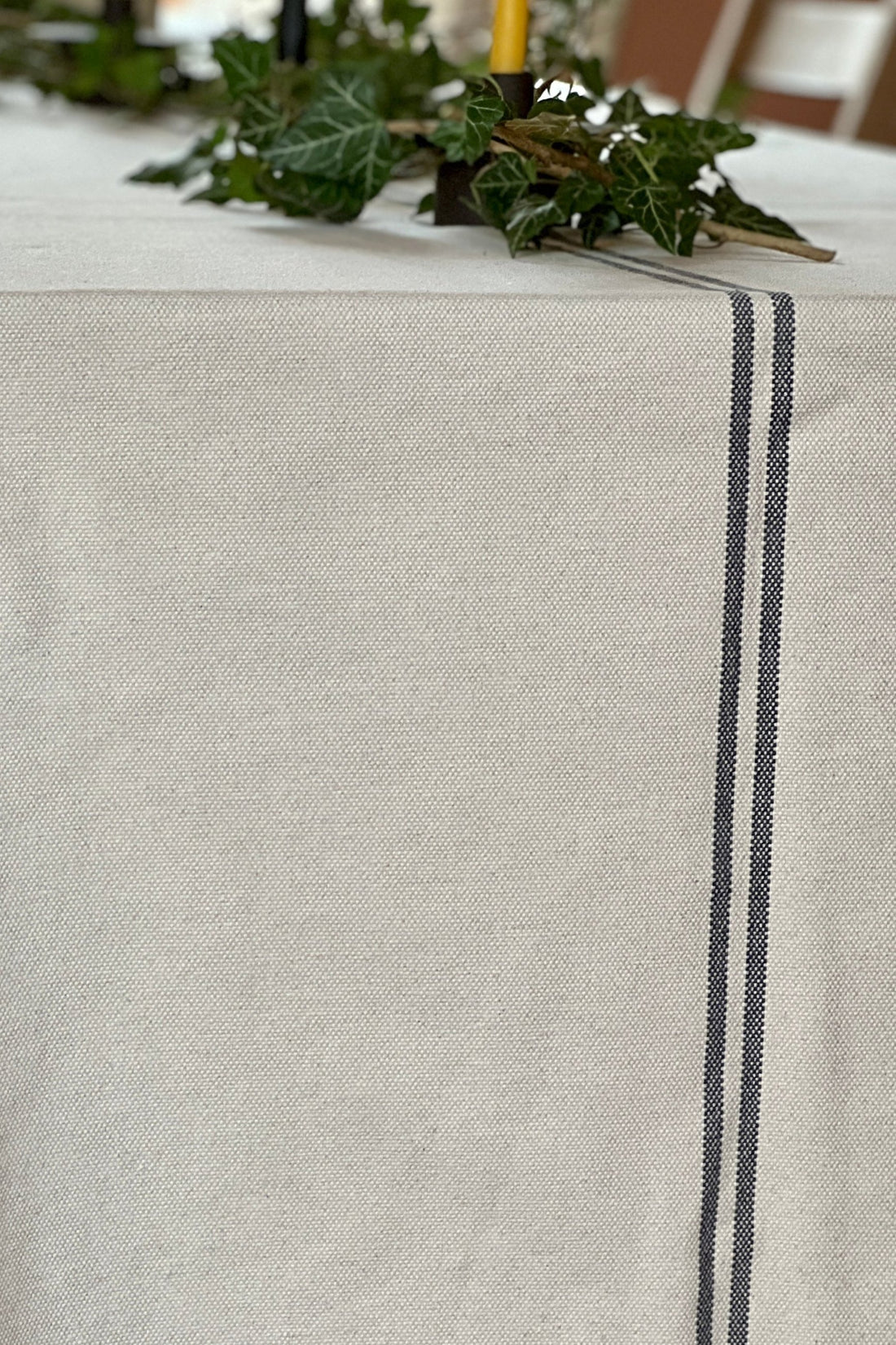 Provençal Recycled French Stripe Grainsack Tablecloth