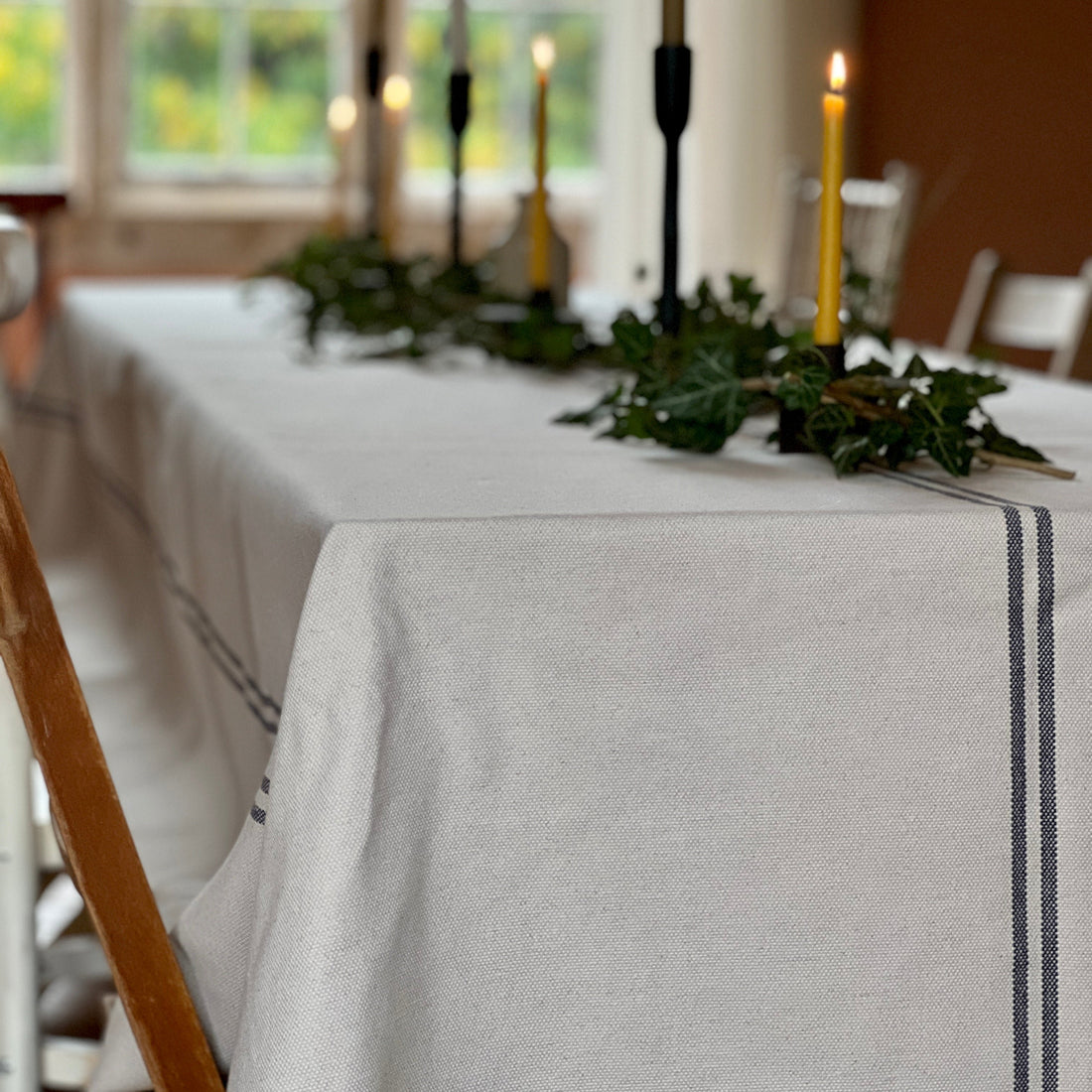 Provençal Recycled French Stripe Grainsack Tablecloth