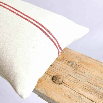 Rustic Red Stripe Grainsack Bench Cushion