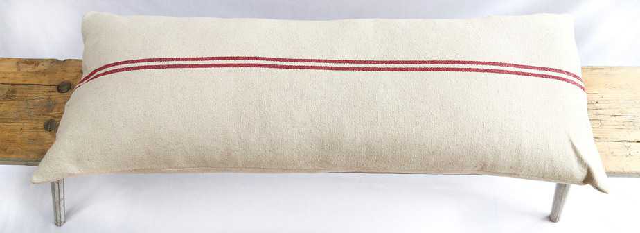 Rustic Red Stripe Grainsack Bench Cushion