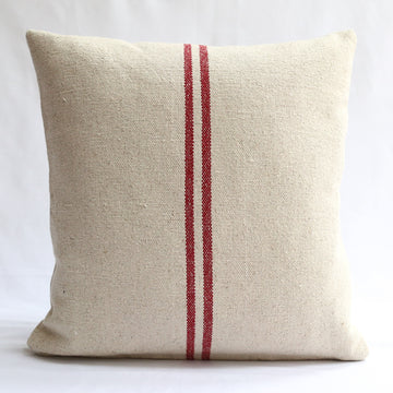 Rustic Red Stripe Grainsack Cushion Cover