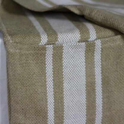 'Montblanc' Rustic White Stripe Slubby Linen Ovengloves