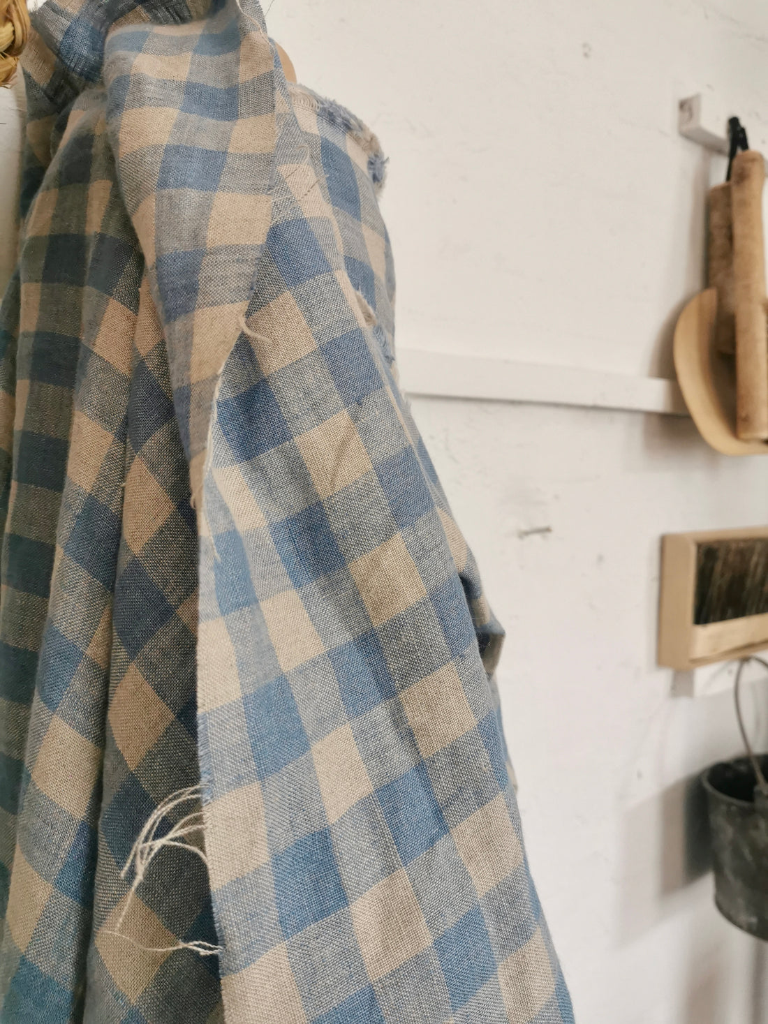Soft Blue Checked Linen
