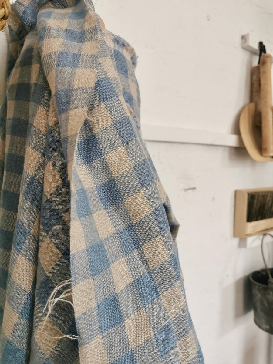 Soft Blue Checked Linen