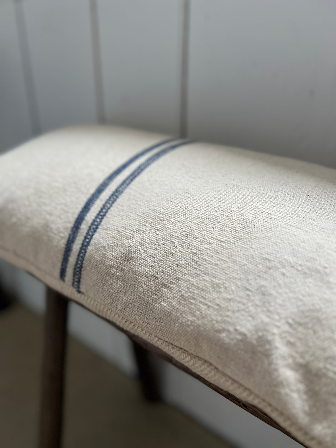 Rustic Blue Stripe Grainsack Oblong Cushion
