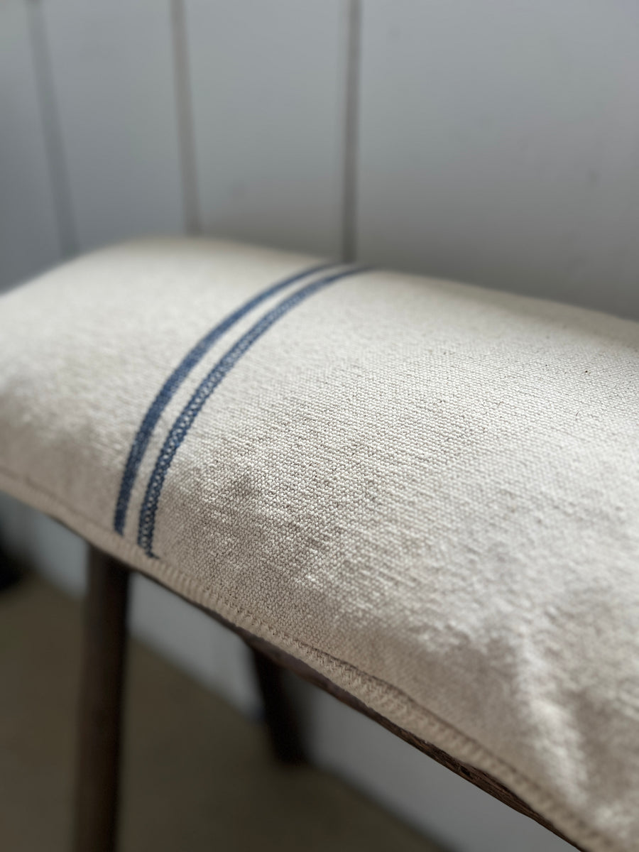 Rustic Blue Stripe Grainsack Oblong Cushion