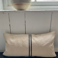 Rustic Blue Stripe Grainsack Oblong Cushion