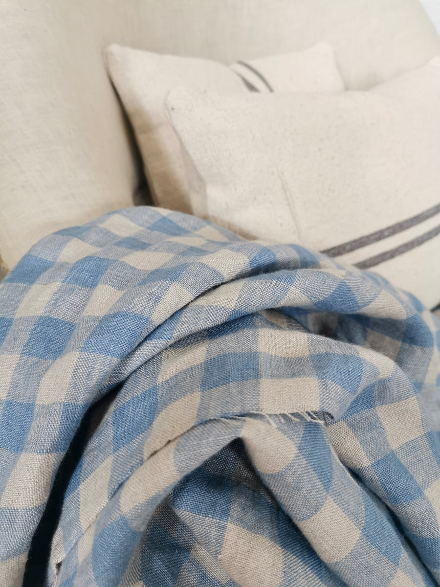 Soft Blue Checked Linen