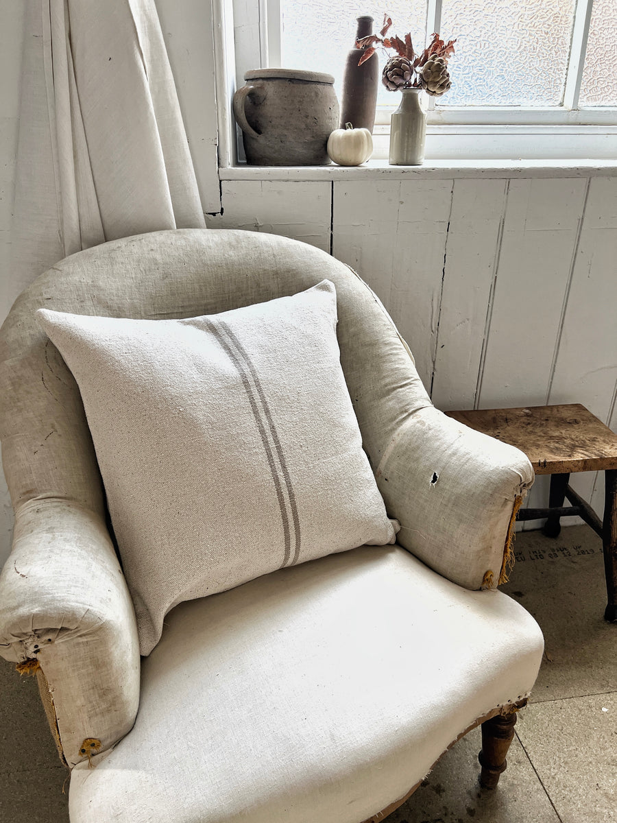 Rustic Natural Stripe Grainsack Cushion Cover
