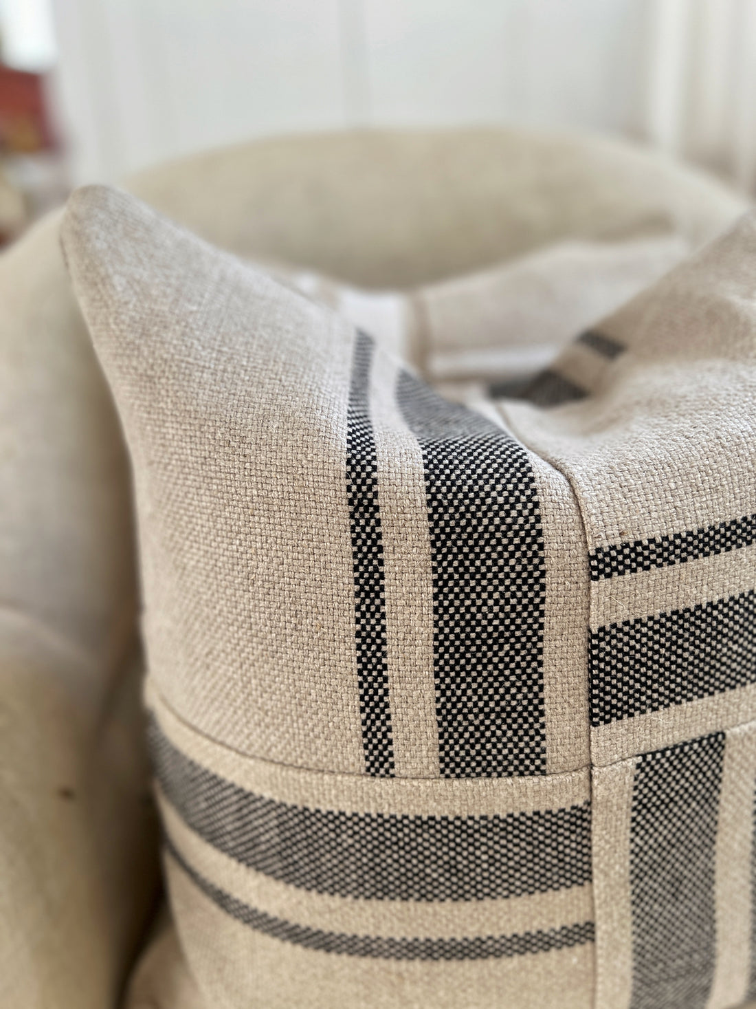 Montblanc Rustic Black Stripe Patchwork Cushion Cover