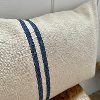 Rustic Blue Stripe Grainsack Cushion