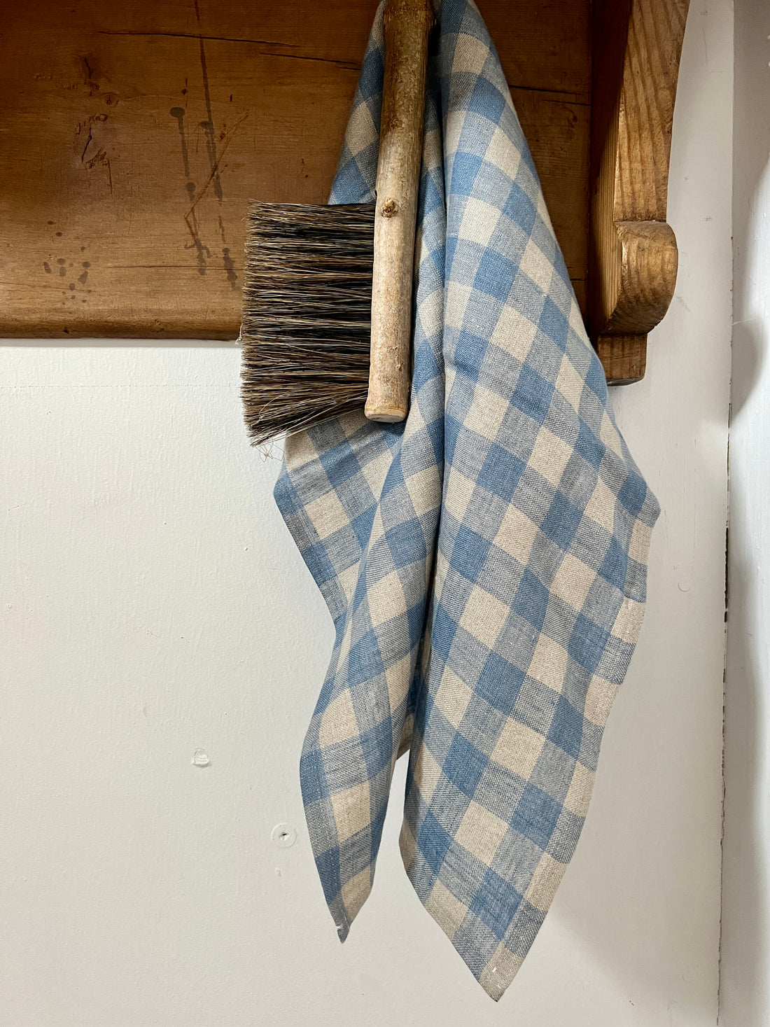 Soft Blue Checked Linen Napkin